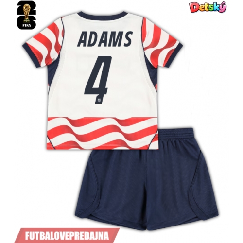 Lacne Dětský Futbalové dres Spojené štáty Tyler Adams #4 MS 2026 Krátky Rukáv - Domáci (+ trenírky)